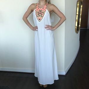 Backless bright maxi dress